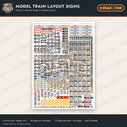 Alpine Railworks 30444N N Scale Model Train Layout Signs - Model Shop