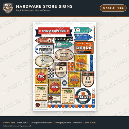 Alpine Railworks 30121G G Scale Hardware Store Signs