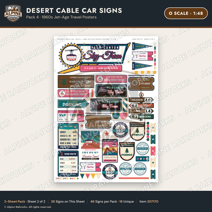 Alpine Railworks 30717O O Scale Tourist Signs - Desert Cable Car