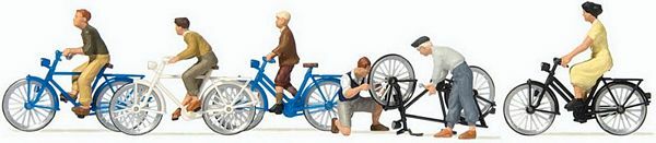 Preiser 10716 HO Scale Young People w/Bicycles 5 Bikes & 6 People
