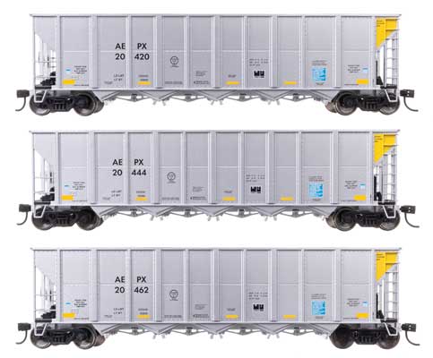 Walthers Mainline 910-56867 HO Scale 50' RD-4 Hopper 3-Pack RTR AEPX #20420–20462