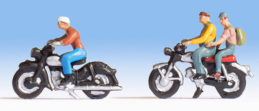 Noch 36904 N Scale Motorcyclists/Motorbikers -- 3 People & 2 Bikes Set #1