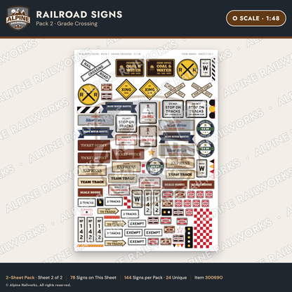 Alpine Railworks 30069O O Scale Railroad Signs - Grade Crossing