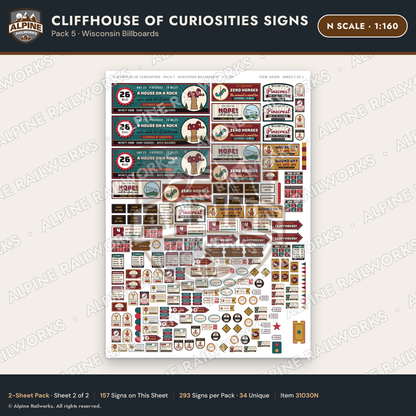 Alpine Railworks 31030N N Scale Roadside Signs - Curiosity House
