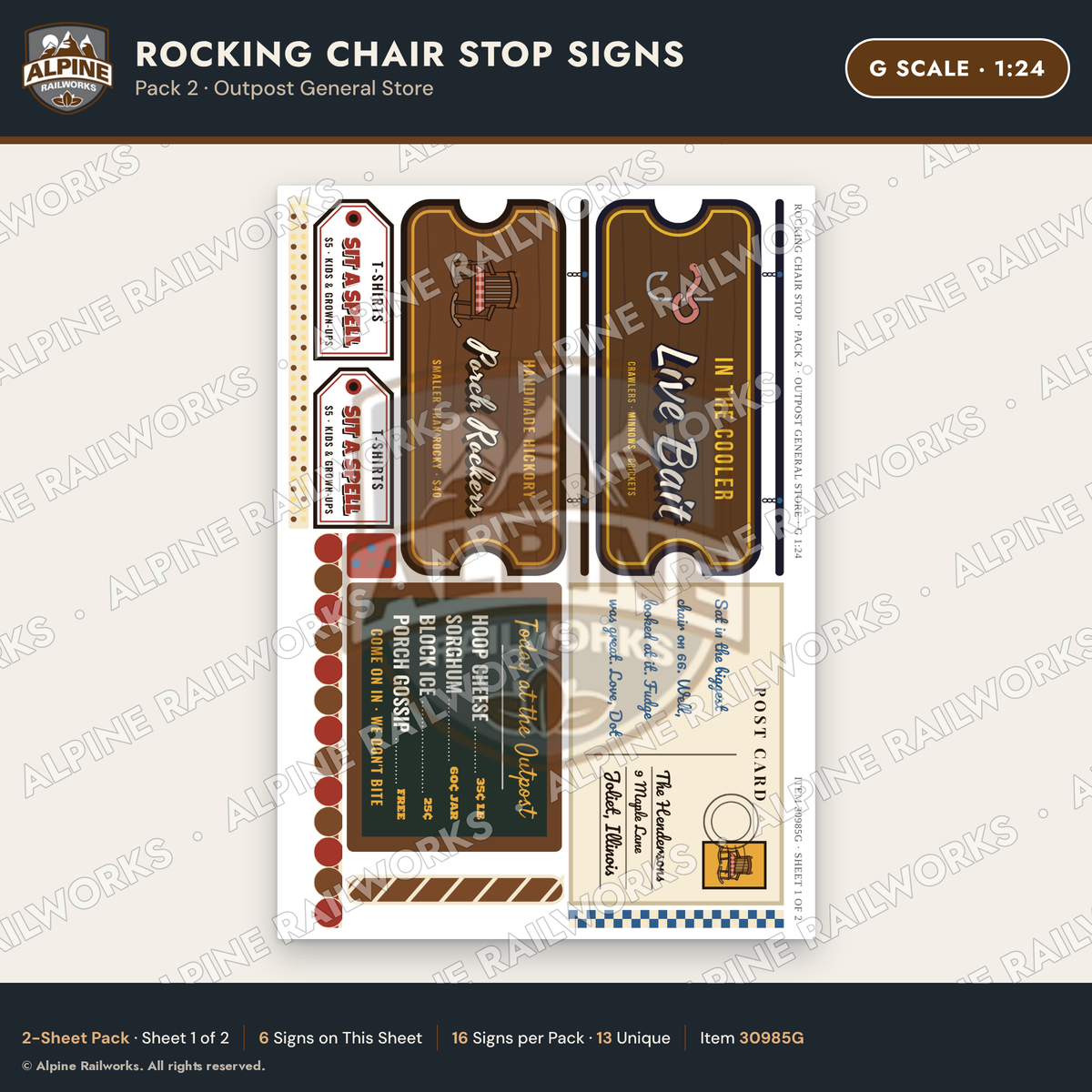 Alpine Railworks 30985G G Scale Roadside Signs - Giant Rocking Chair