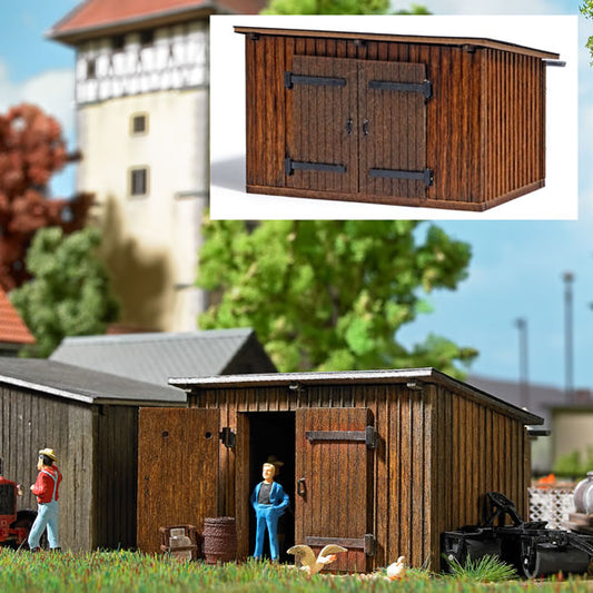 Busch 1594 HO Scale Wooden Shed -- Laser-Cut Wood Kit