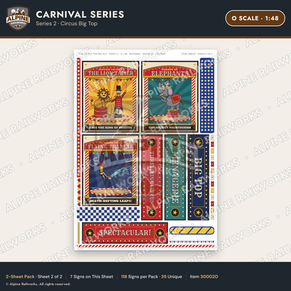 Alpine Railworks 30002O O Scale Carnival Signs - Circus Big Top