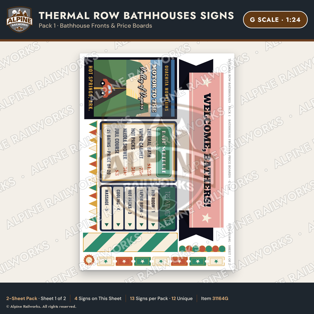 Alpine Railworks 31164G G Scale Roadside Signs - Hot Springs
