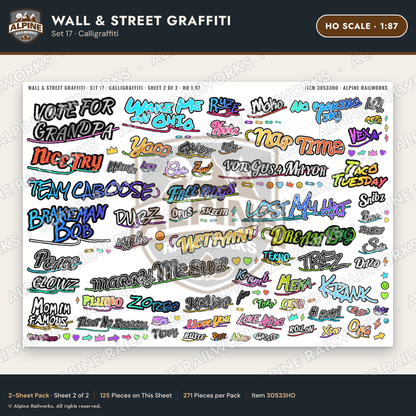 Alpine Railworks 30533HO HO Scale Wall & Street Graffiti Cut-Outs