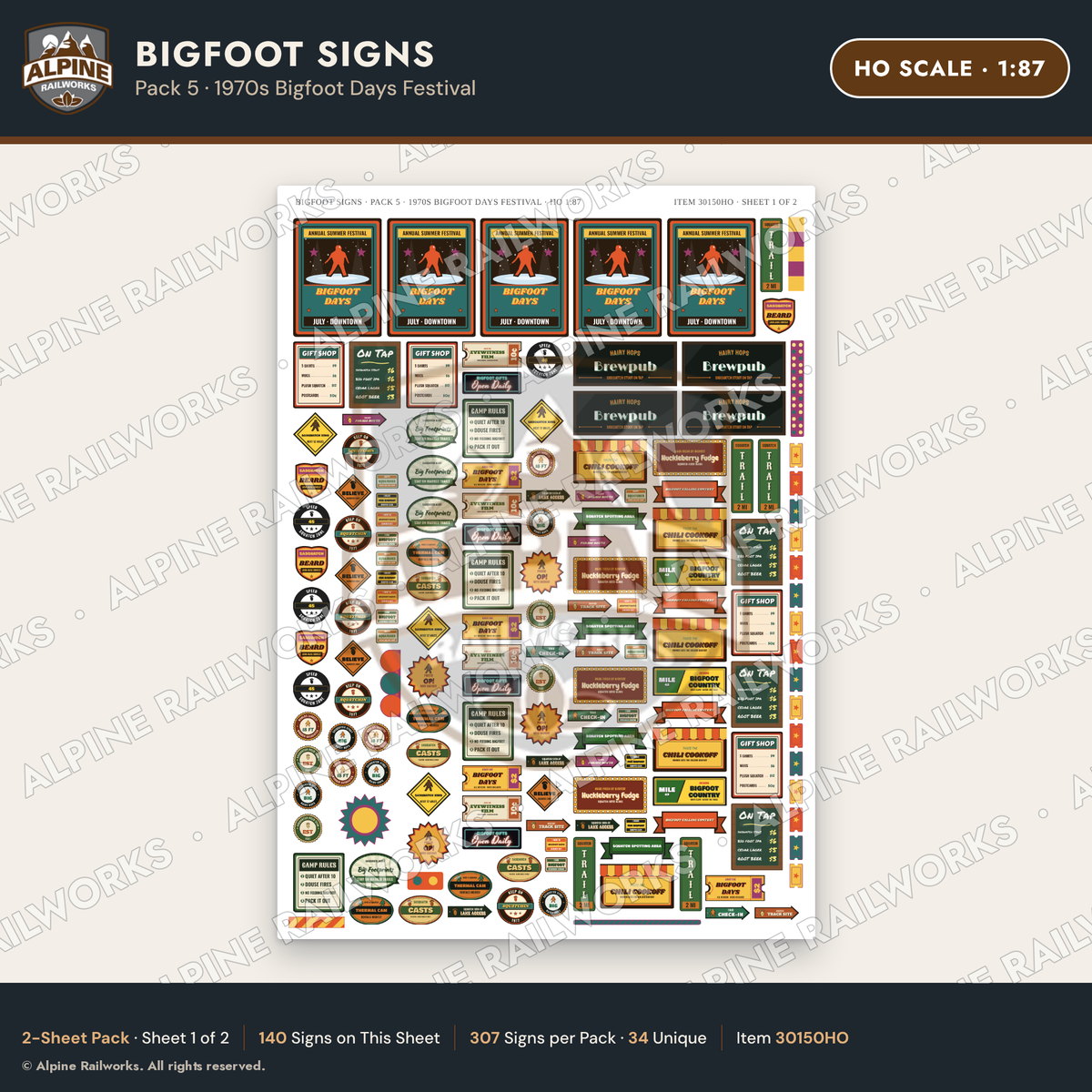 Alpine Railworks 30150HO HO Scale Bigfoot Signs
