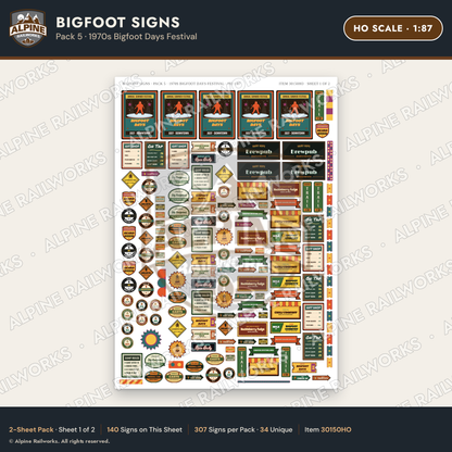 Alpine Railworks 30150HO HO Scale Bigfoot Signs