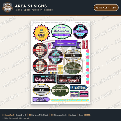Alpine Railworks 30144G G Scale Area 51 Signs
