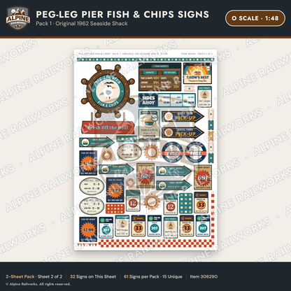 Alpine Railworks 30629O O Scale Fast Food Signs - Fish & Chips