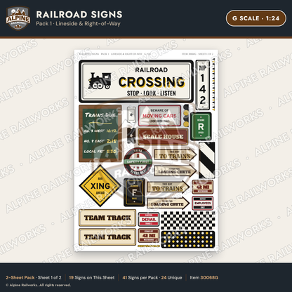 Alpine Railworks 30068G G Scale Railroad Signs - Lineside