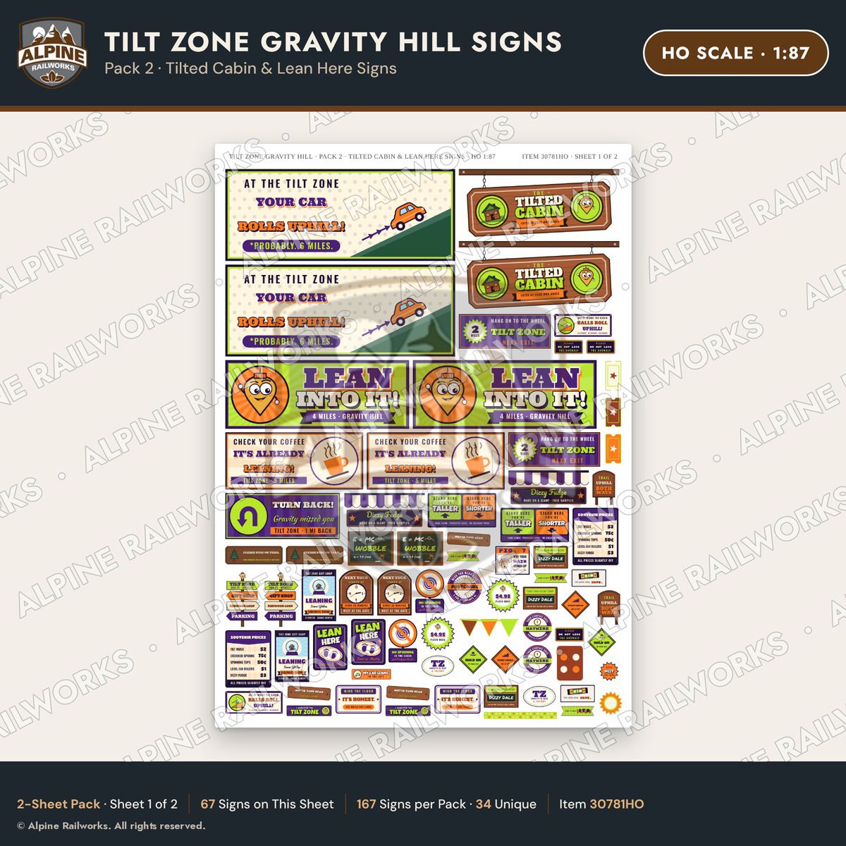 Alpine Railworks 30781HO HO Scale Roadside Signs - Mystery Spot