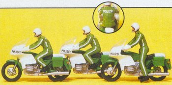 Preiser 10489 HO Scale Law Enforcement Officers -- Police On Motorcycles