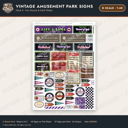 Alpine Railworks 30209O O Scale Vintage Amusement Park Signs