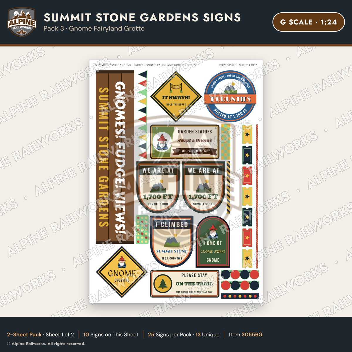 Alpine Railworks 30556G G Scale Roadside Signs - Rock Garden