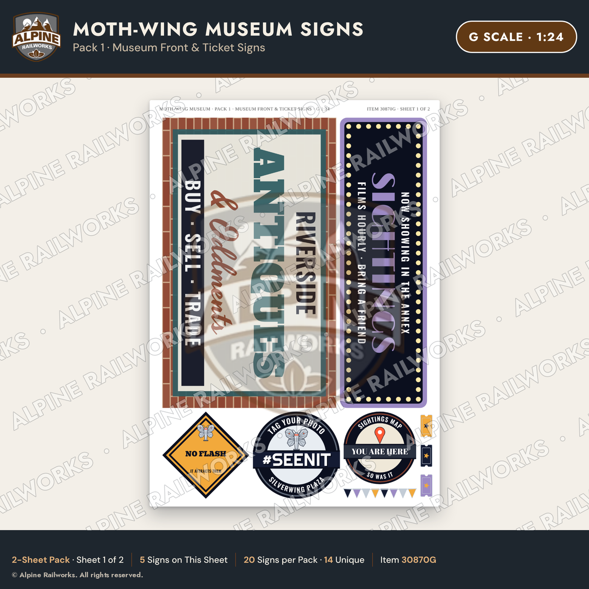 Alpine Railworks 30870G G Scale Roadside Signs - Mothman Museum