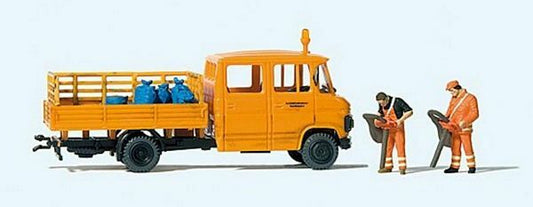 Preiser 33262 HO Scale L 407 D Crew-Cab Low-Side Delivery Truck - Assembled