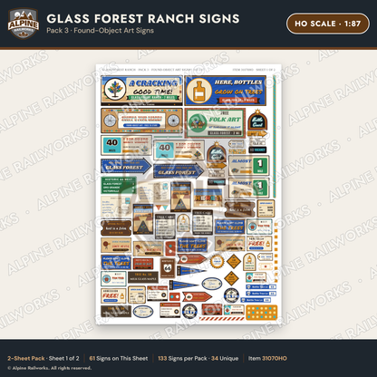 Alpine Railworks 31070HO HO Scale Roadside Signs - Bottle Tree Ranch