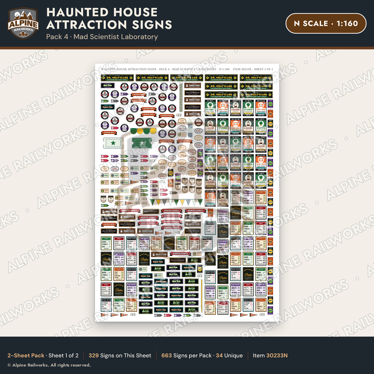 Alpine Railworks 30233N N Scale Haunted House Attraction Signs
