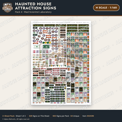 Alpine Railworks 30233N N Scale Haunted House Attraction Signs