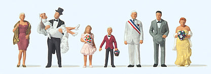 Preiser 10790 HO Scale Wedding Couple with Guests -- pkg(8)