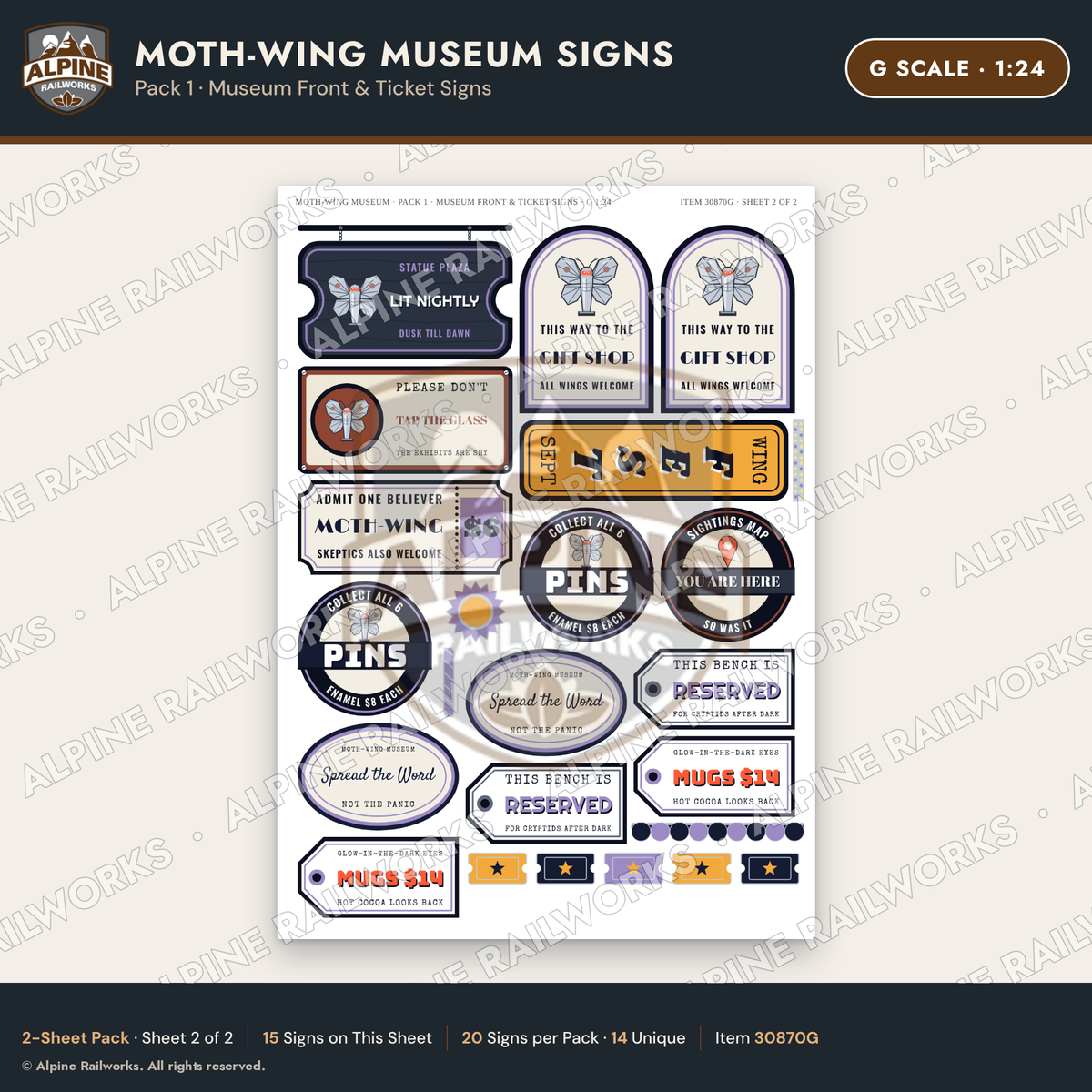Alpine Railworks 30870G G Scale Roadside Signs - Mothman Museum