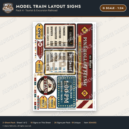 Alpine Railworks 30443G G Scale Model Train Layout Signs - Tourist