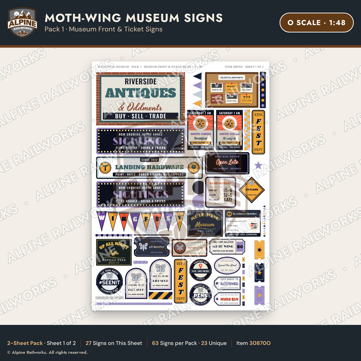Alpine Railworks 30870O O Scale Roadside Signs - Mothman Museum
