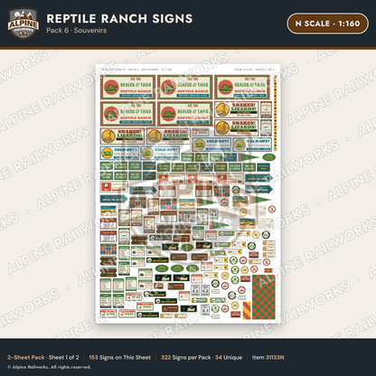 Alpine Railworks 31133N N Scale Roadside Signs - Reptile Zoo