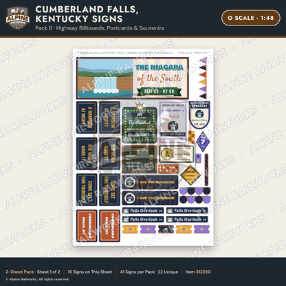 Alpine Railworks 31223O O Scale Cumberland Falls Signs - Billboards