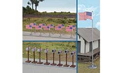 Walthers SceneMaster 949-4166 HO Flags & Mailboxes, 50-Star