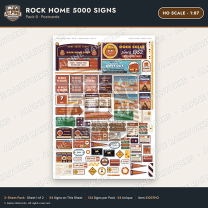 Alpine Railworks 31037HO HO Scale Roadside Signs - Cliff Rock House