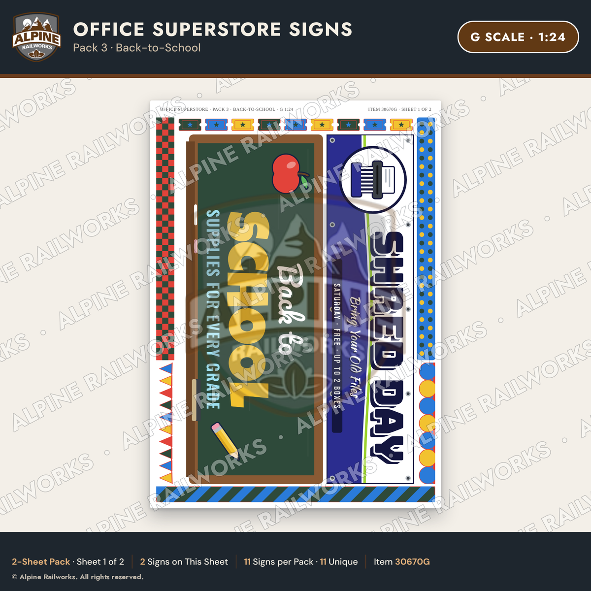 Alpine Railworks 30670G G Scale Office Superstore Signs