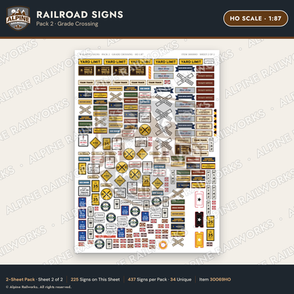 Alpine Railworks 30069HO HO Scale Railroad Signs - Grade Crossing