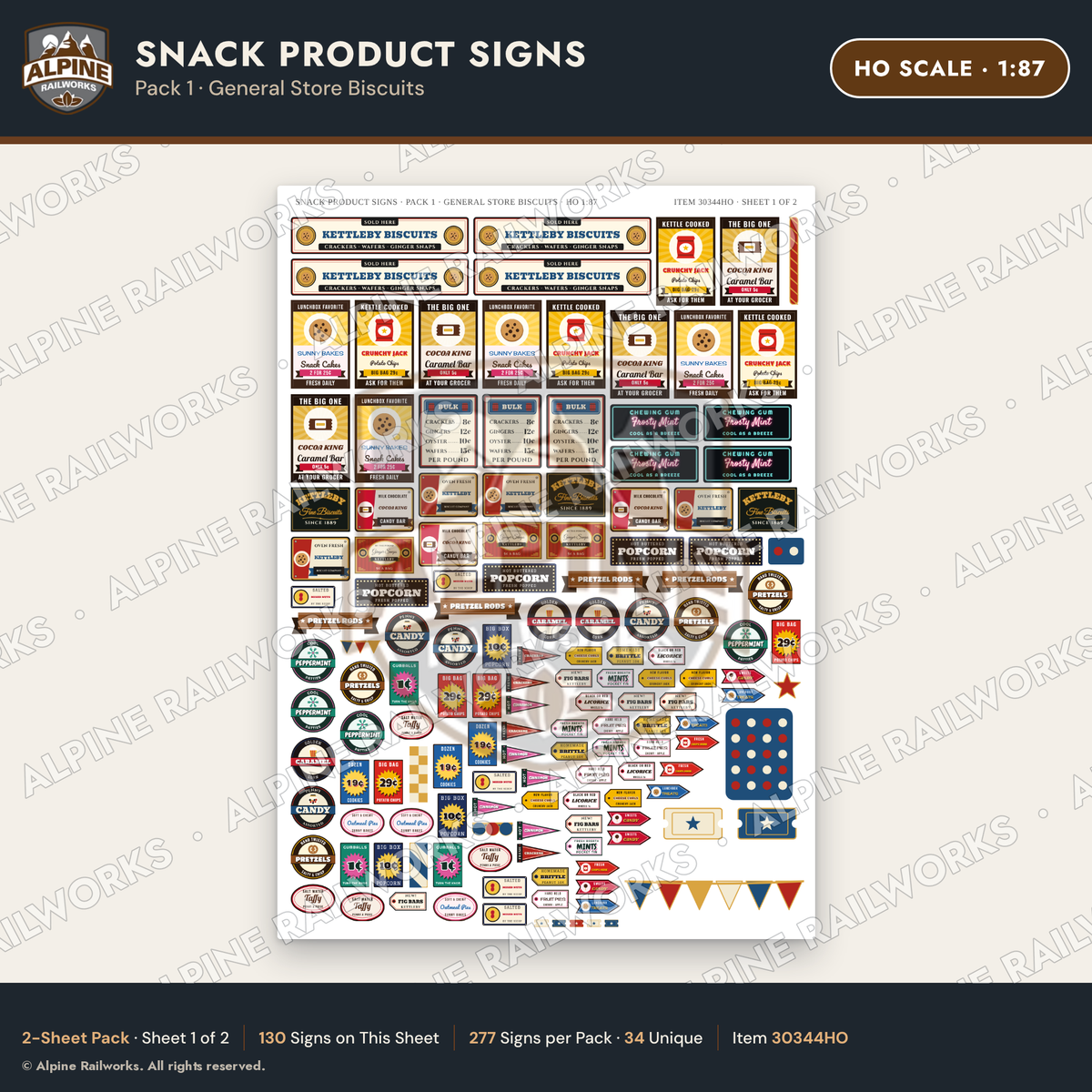 Alpine Railworks 30344HO HO Scale Snack Product Signs