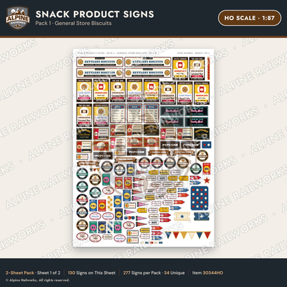 Alpine Railworks 30344HO HO Scale Snack Product Signs