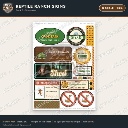 Alpine Railworks 31133G G Scale Roadside Signs - Reptile Zoo