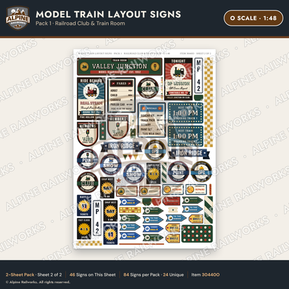 Alpine Railworks 30440O O Scale Model Train Layout Signs
