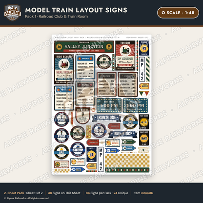 Alpine Railworks 30440O O Scale Model Train Layout Signs