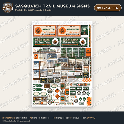 Alpine Railworks 30877HO HO Scale Roadside Signs - Bigfoot Museum