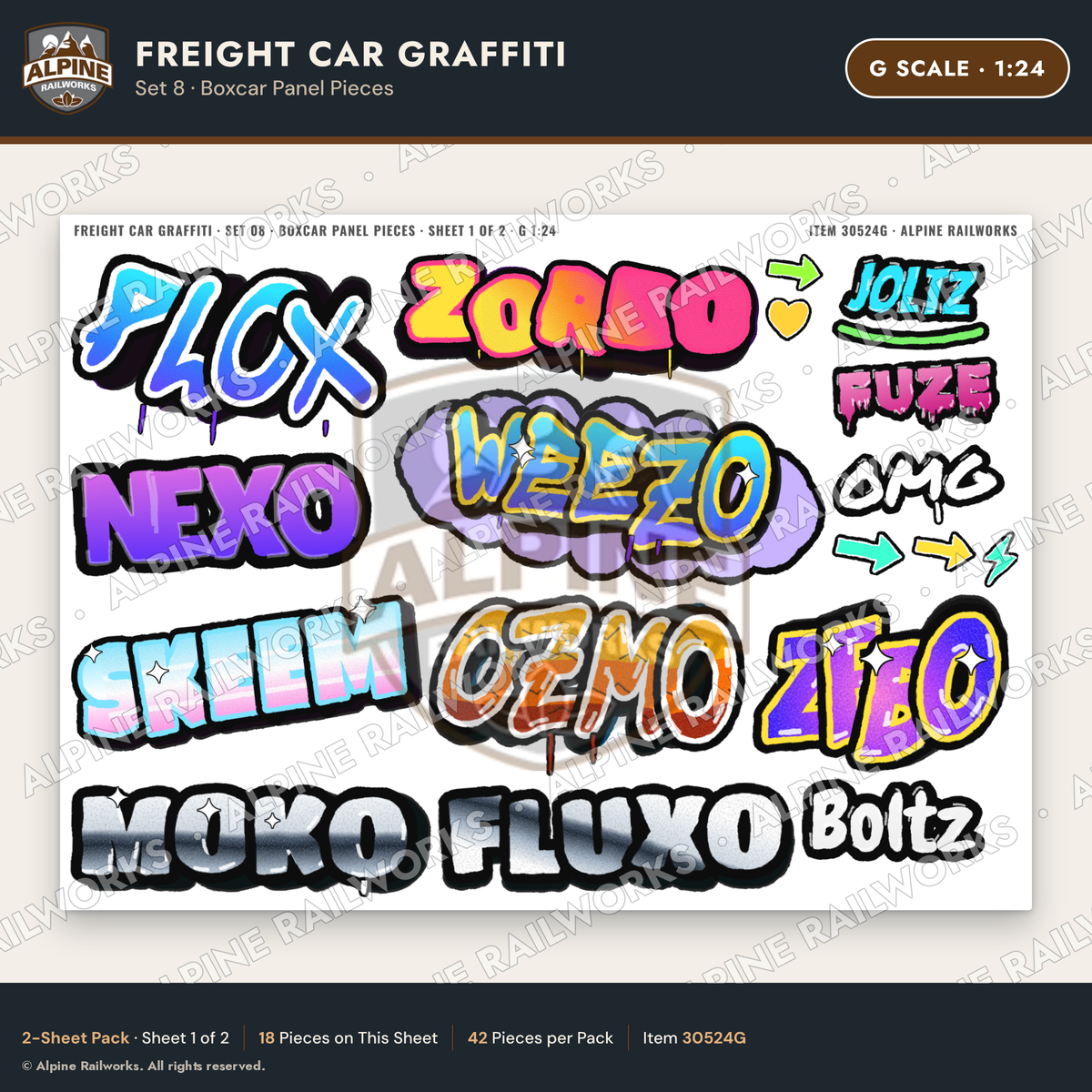 Alpine Railworks 30524G G Scale Freight Car Graffiti Cut-Outs