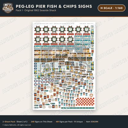 Alpine Railworks 30629N N Scale Fast Food Signs - Fish & Chips