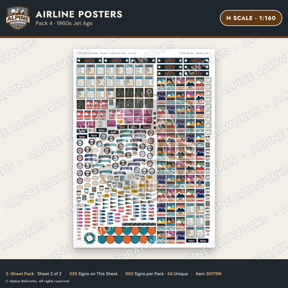 Alpine Railworks 30179N N Scale Airline Posters - 1960s Jet Age