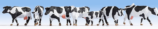 Noch 15725 HO Scale Cows pkg(7) -- Black & White