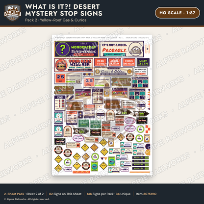 Alpine Railworks 30751HO HO Scale Roadside Signs - Desert Mystery Stop