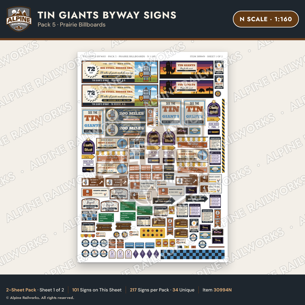 Alpine Railworks 30994N N Scale Roadside Signs - Scrap Metal Giants
