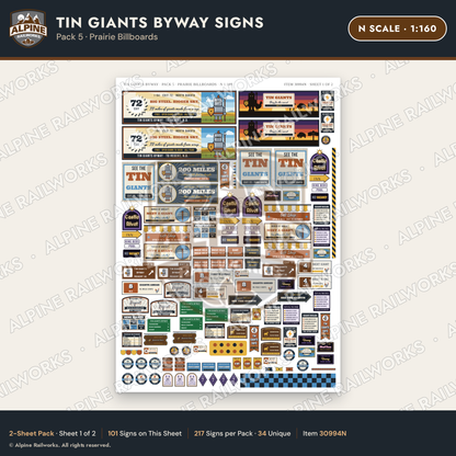 Alpine Railworks 30994N N Scale Roadside Signs - Scrap Metal Giants